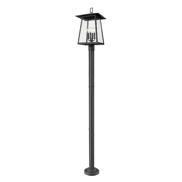 Z-Lite Rainer 4 Light Outdoor Post Mounted Fixture, 13.5in. W x 98in. H, Black 5015PHBR-567P-BK - main